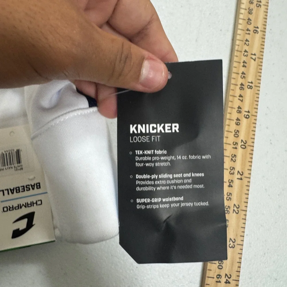 Champro BP101 Mens Large Baseball Knicker Pants White Navy Pipe New